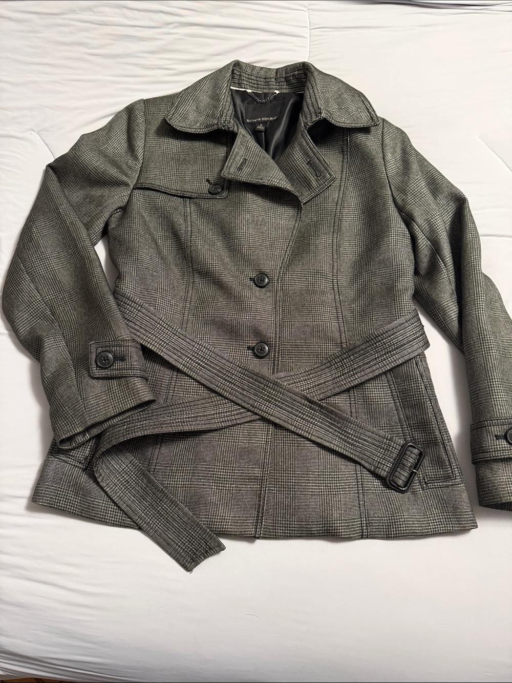 Banana Republic size 6 Women’s Gray Plaid Belted Jacket